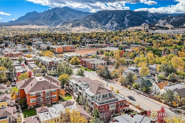 birds eye view of property with a mountain view