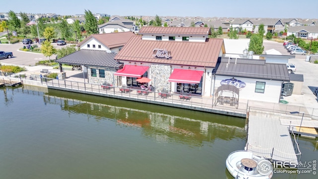 exterior space featuring a water view