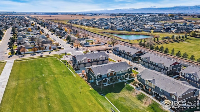 aerial view with a water and mountain view