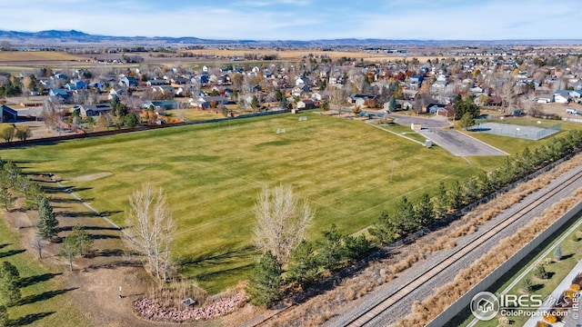 bird's eye view with a mountain view