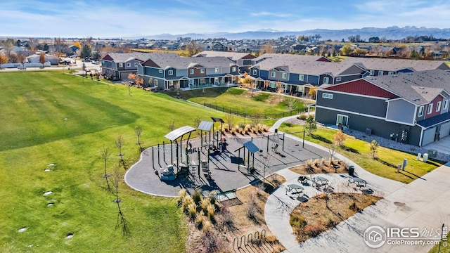 aerial view featuring a mountain view