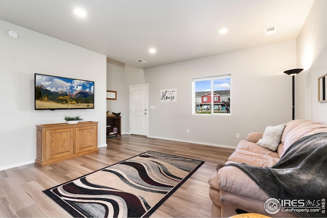 living room featuring light hardwood / wood-style floors