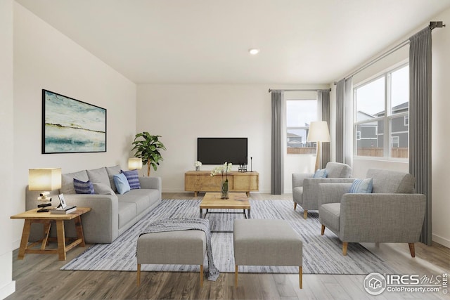 living room with light wood-type flooring