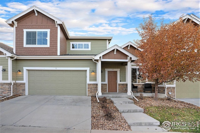 craftsman inspired home featuring a garage