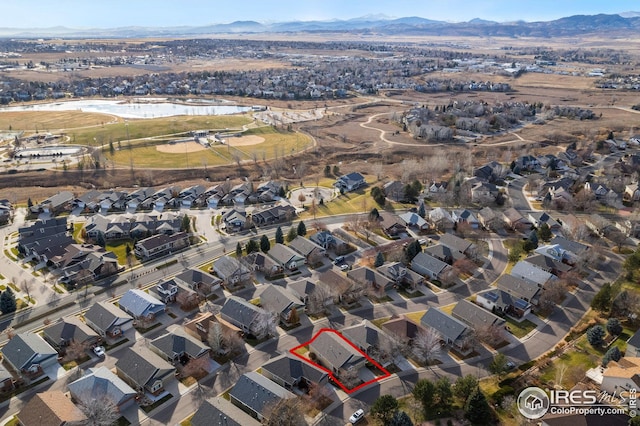 aerial view featuring a mountain view