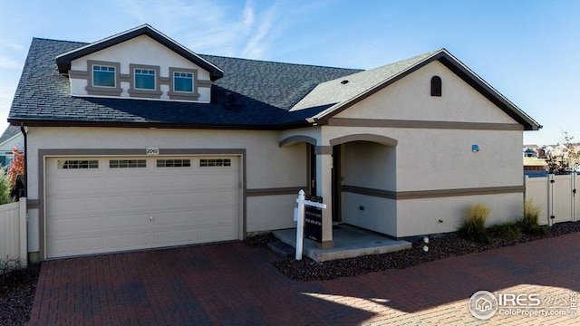 view of front facade featuring a garage