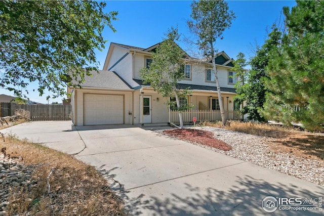 view of property featuring a garage