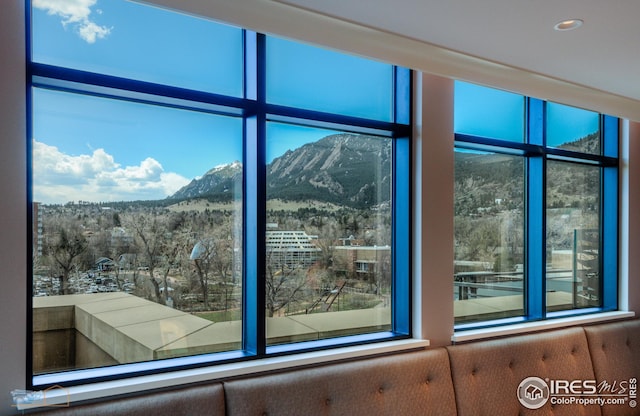 interior space featuring a mountain view