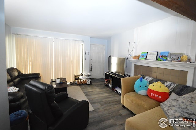 living area with wood finished floors