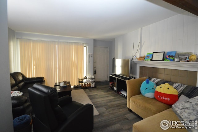 living area featuring wood finished floors