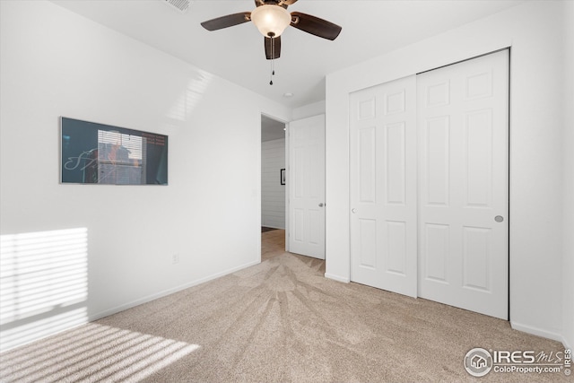 1604 Sorenson Dr, Windsor, CO 80550 - unfurnished bedroom featuring baseboards, carpet flooring, a closet, and ceiling fan