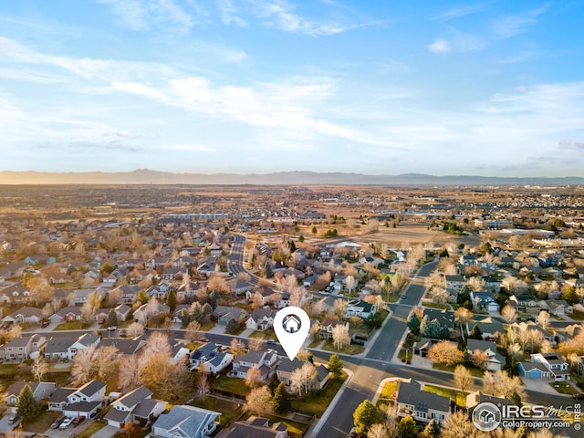 bird's eye view with a mountain view