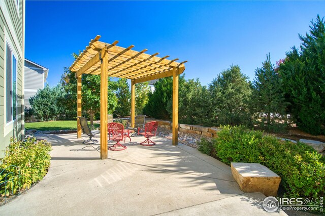 view of patio with a pergola