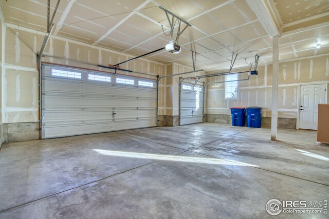 garage with a garage door opener