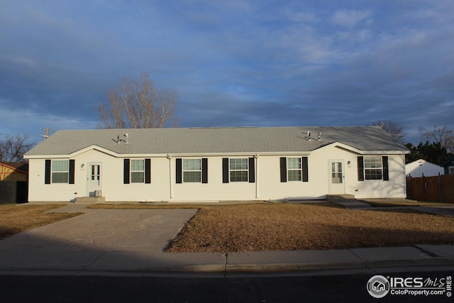 view of single story home