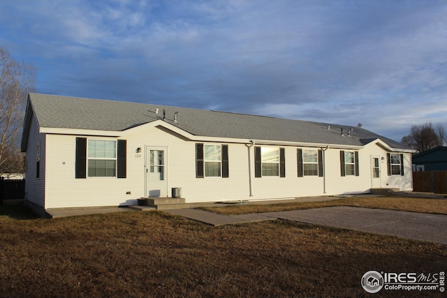 view of single story home