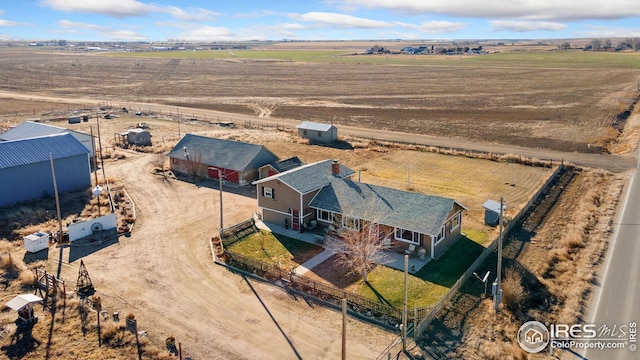 drone / aerial view with a rural view