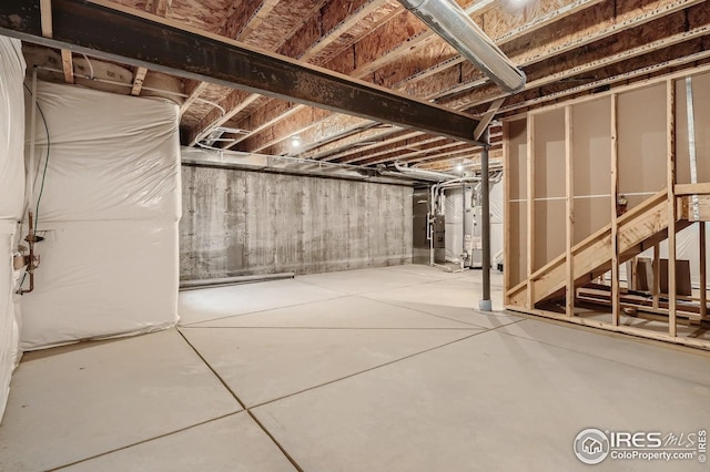 basement with water heater