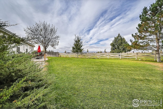 view of yard with a rural view