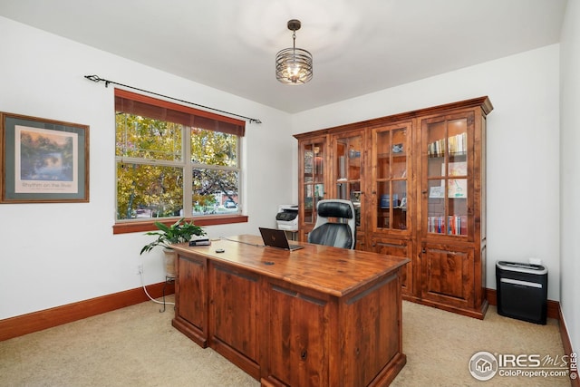 view of carpeted home office
