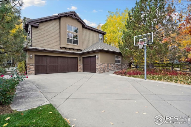 exterior space featuring a garage
