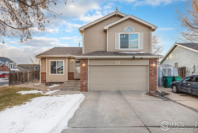 view of front property with a garage