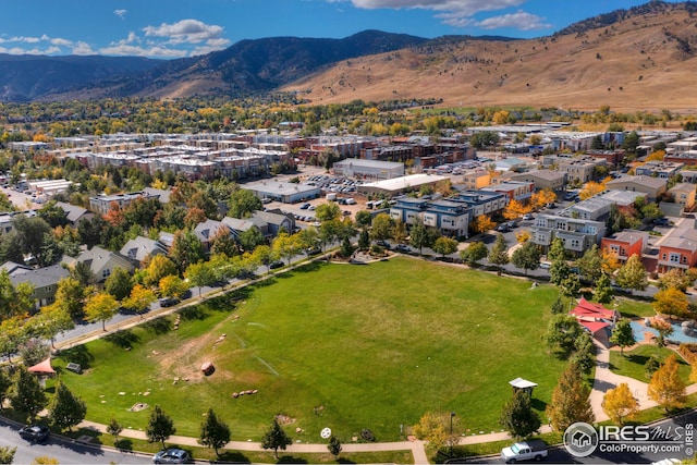 aerial view featuring a mountain view