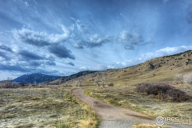 property view of mountains with a rural view