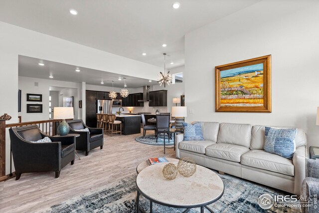 living room featuring light hardwood / wood-style floors