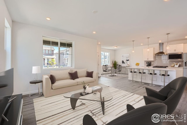 living room featuring light hardwood / wood-style floors