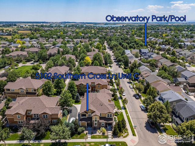 aerial view featuring a residential view