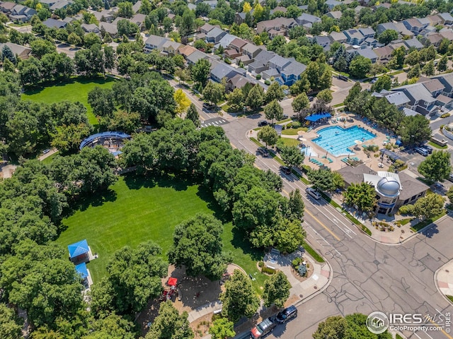 aerial view featuring a residential view