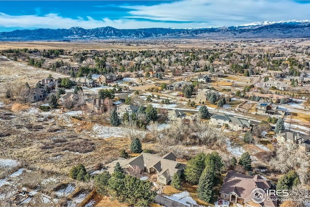 drone / aerial view with a mountain view