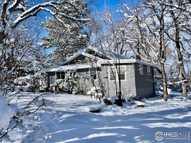 view of snow covered exterior