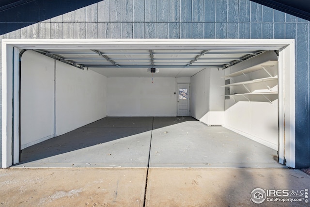 garage with a garage door opener