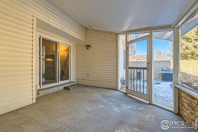 view of unfurnished sunroom