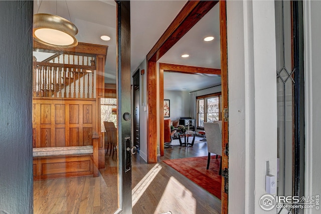 foyer featuring hardwood / wood-style floors