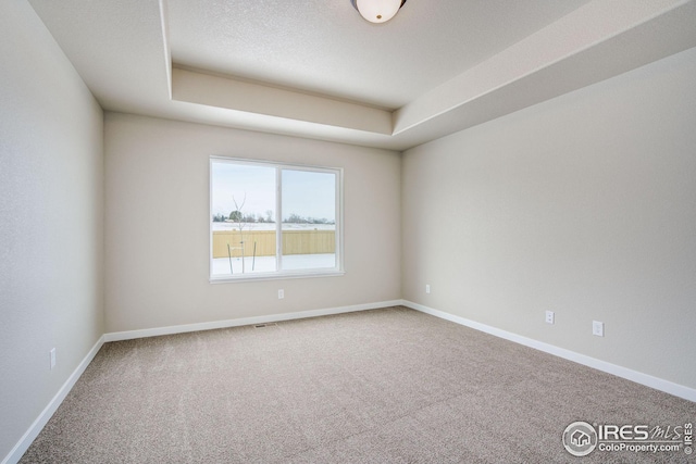 unfurnished room featuring baseboards, carpet, and a textured ceiling