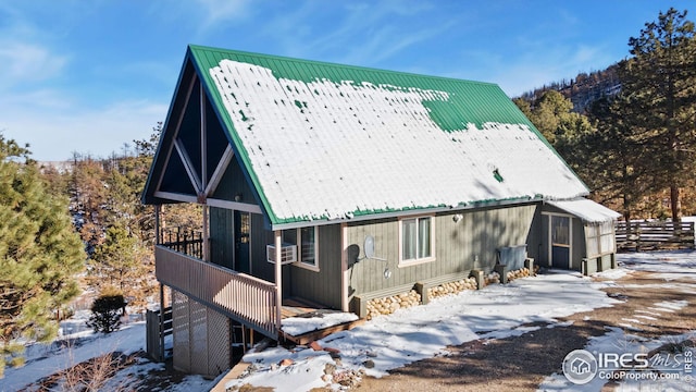 view of snow covered exterior