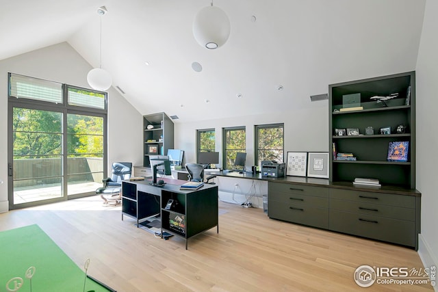 3621 21st St, Boulder, CO 80304 - office with high vaulted ceiling and light wood-style floors