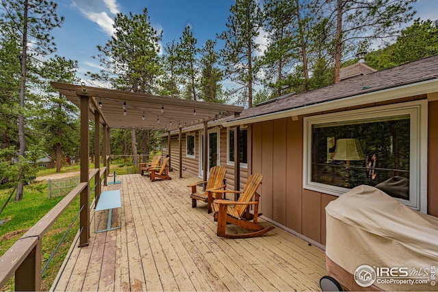 deck with a pergola