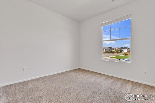 spare room with baseboards and carpet flooring