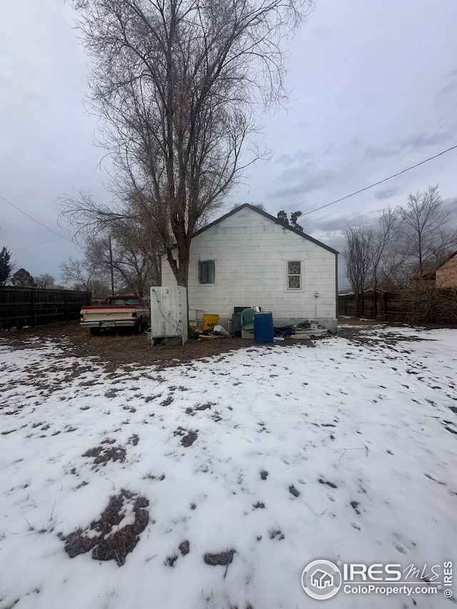 view of snow covered exterior