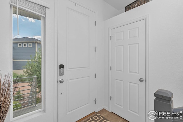 doorway featuring hardwood / wood-style flooring