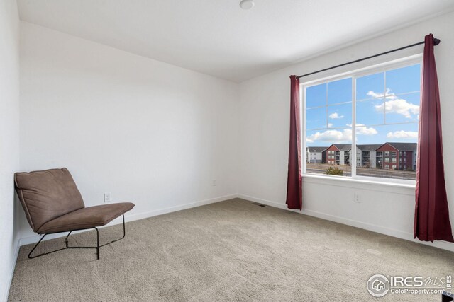 living area with carpet