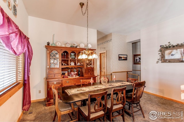 420 E County Road 10, Berthoud, CO 80513 - dining area featuring baseboards, visible vents, and carpet