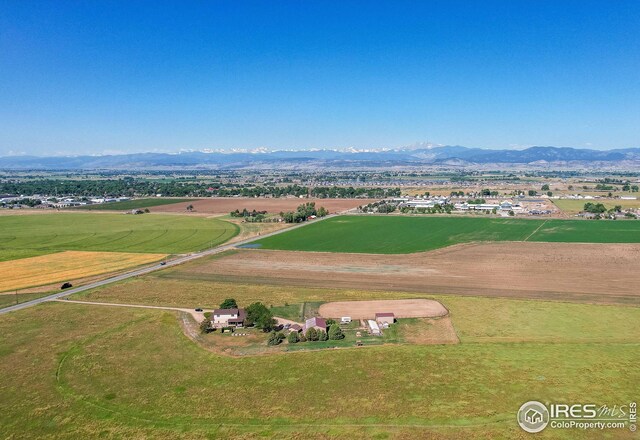 420 E County Road 10, Berthoud, CO 80513 - birds eye view of property featuring a mountain view and a rural view