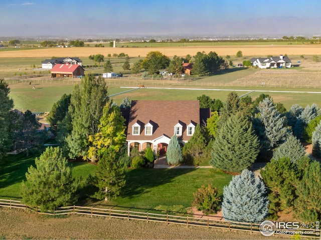 drone / aerial view with a rural view