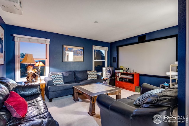 view of carpeted home theater