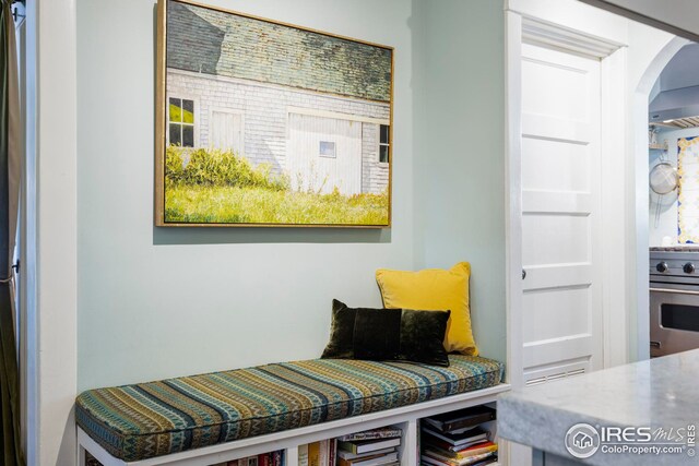 mudroom with arched walkways